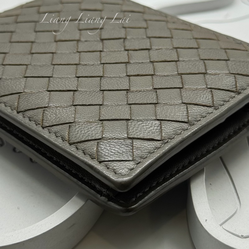 BOTTEGA VENETA BV橄欖綠小羊皮對開短夾-25