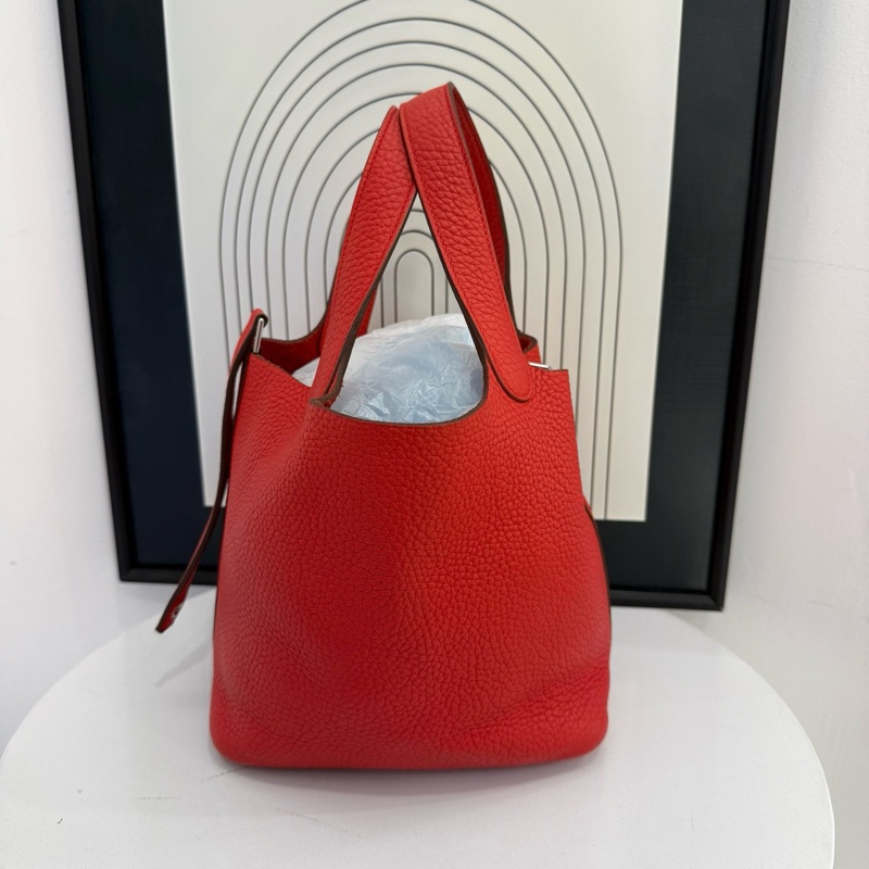 爱马仕/Hermes  菜篮子 A刻 18底长 荔枝纹 玫瑰红 90。-4