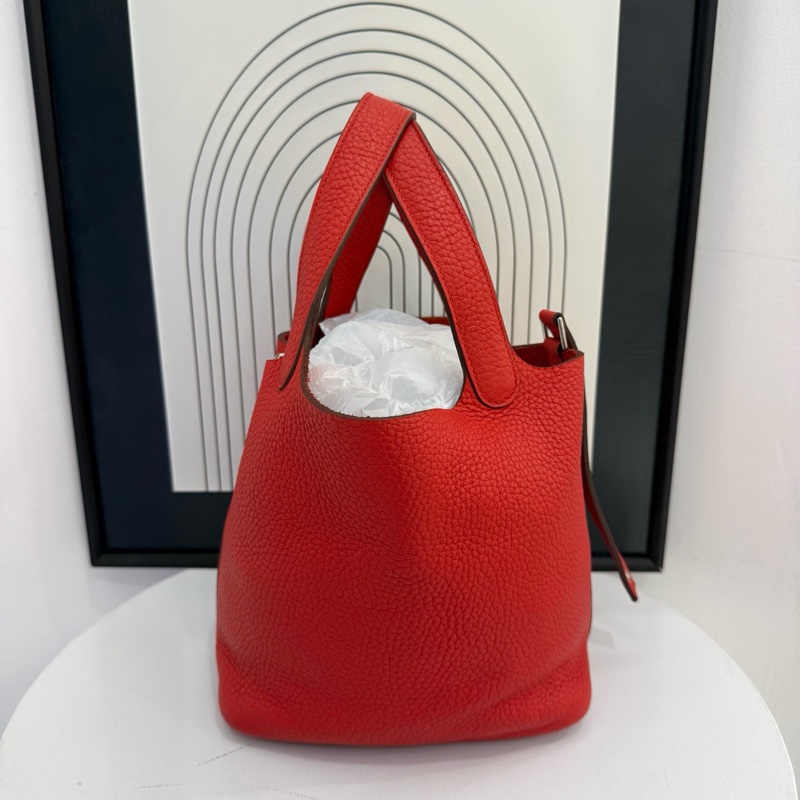 爱马仕/Hermes  菜篮子 A刻 18底长 荔枝纹 玫瑰红 90。-5