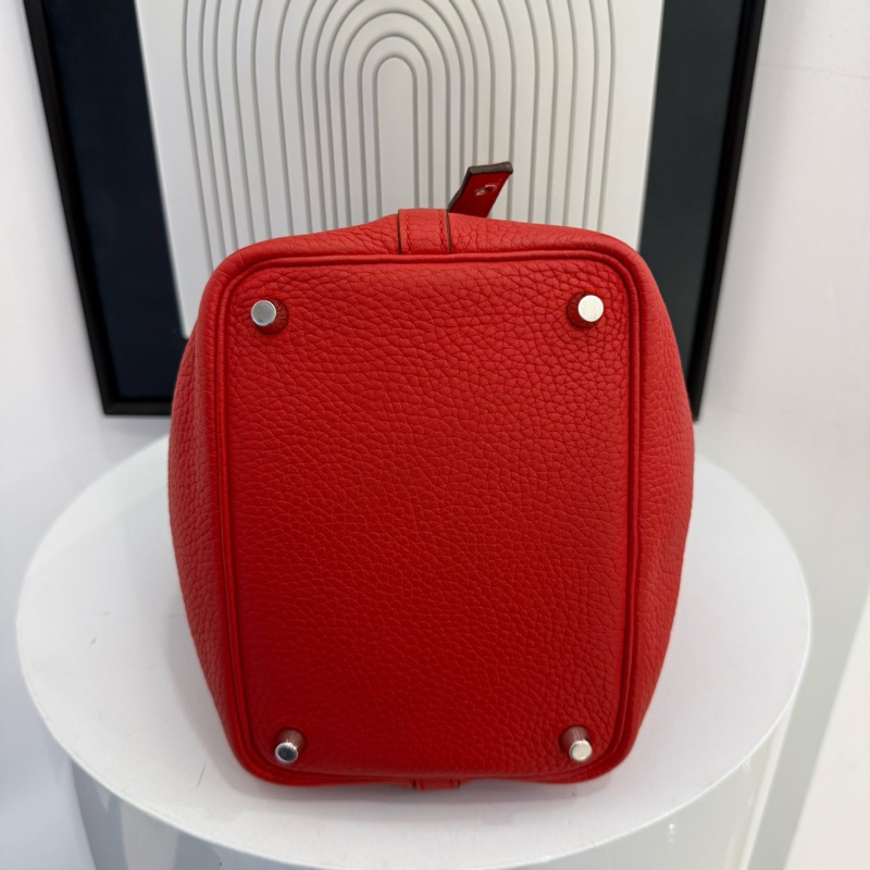 爱马仕/Hermes  菜篮子 A刻 18底长 荔枝纹 玫瑰红 90。-6