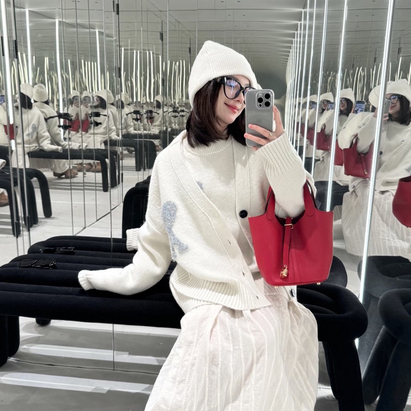 爱马仕/Hermes  菜篮子 A刻 18底长 荔枝纹 玫瑰红 90。-7