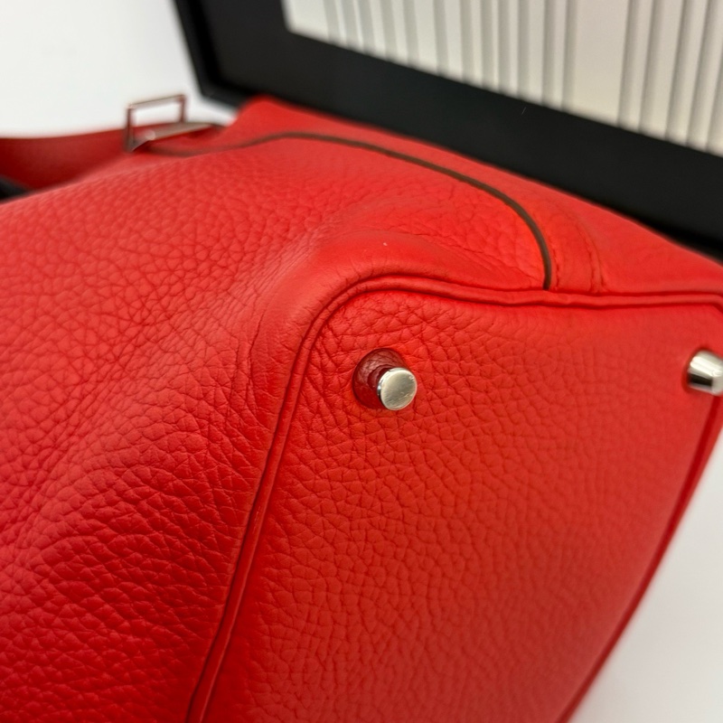 爱马仕/Hermes  菜篮子 A刻 18底长 荔枝纹 玫瑰红 90。-11