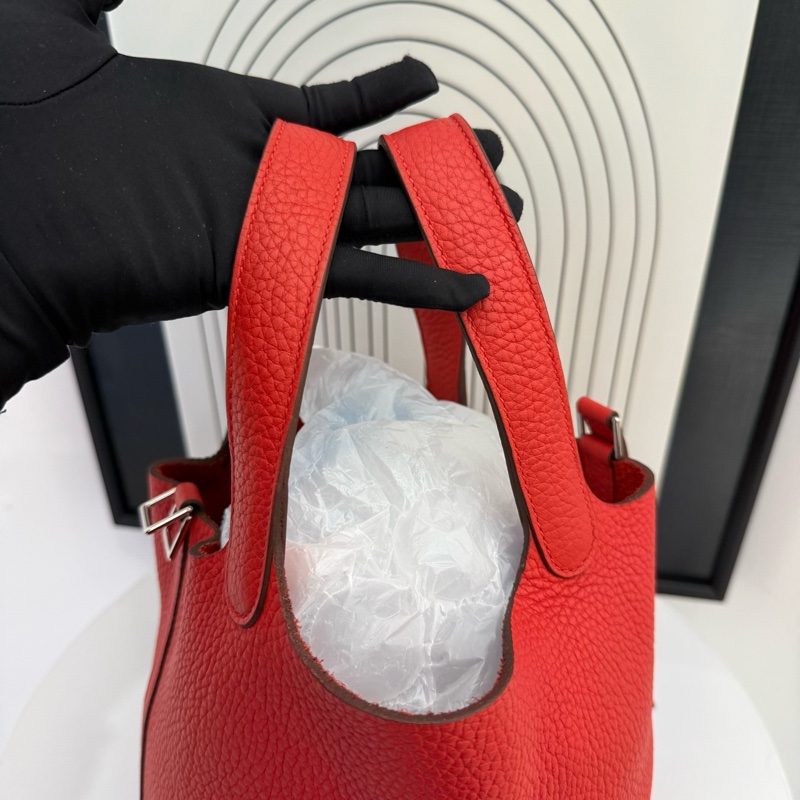 爱马仕/Hermes  菜篮子 A刻 18底长 荔枝纹 玫瑰红 90。-15