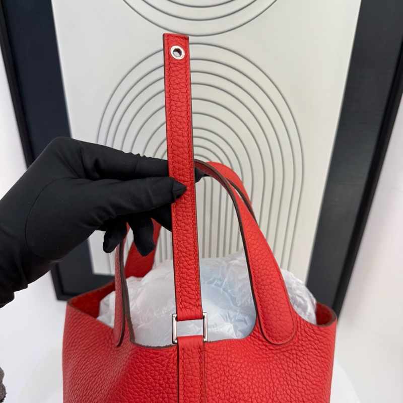 爱马仕/Hermes  菜篮子 A刻 18底长 荔枝纹 玫瑰红 90。-16