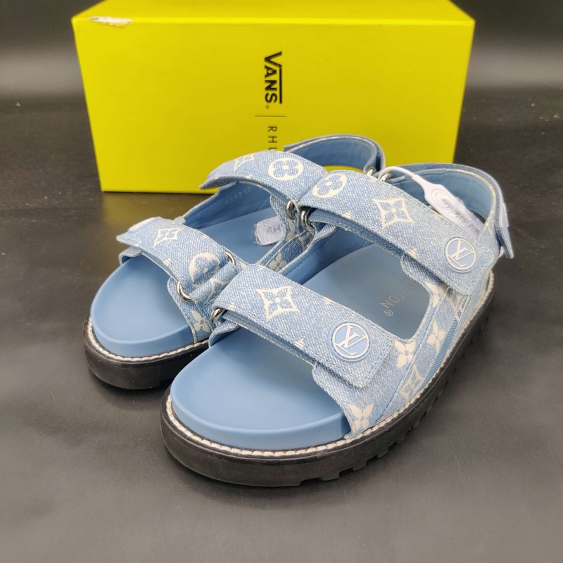 LV路易威登 Paseo Comfort 織物 魔術貼 牛仔白藍 36碼-0