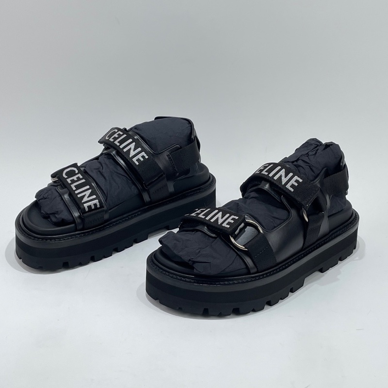 閒置新 未使用 Celine 黑色涼鞋 女款 37碼 🈚附件-0