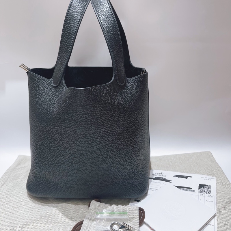 Hermes 愛馬仕 picotin菜籃子22黑銀-0
