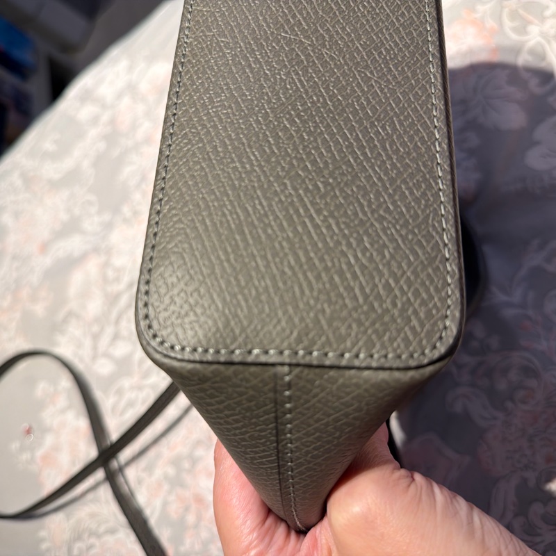 近9.9成新 Longchamp 灰色牛皮手提斜背包-8