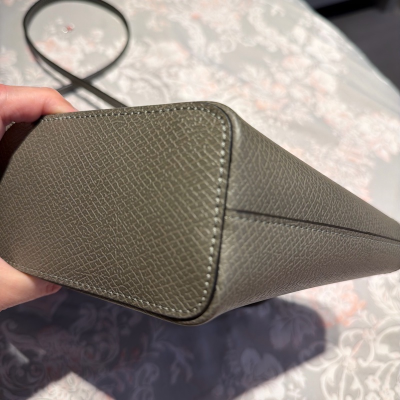 近9.9成新 Longchamp 灰色牛皮手提斜背包-9