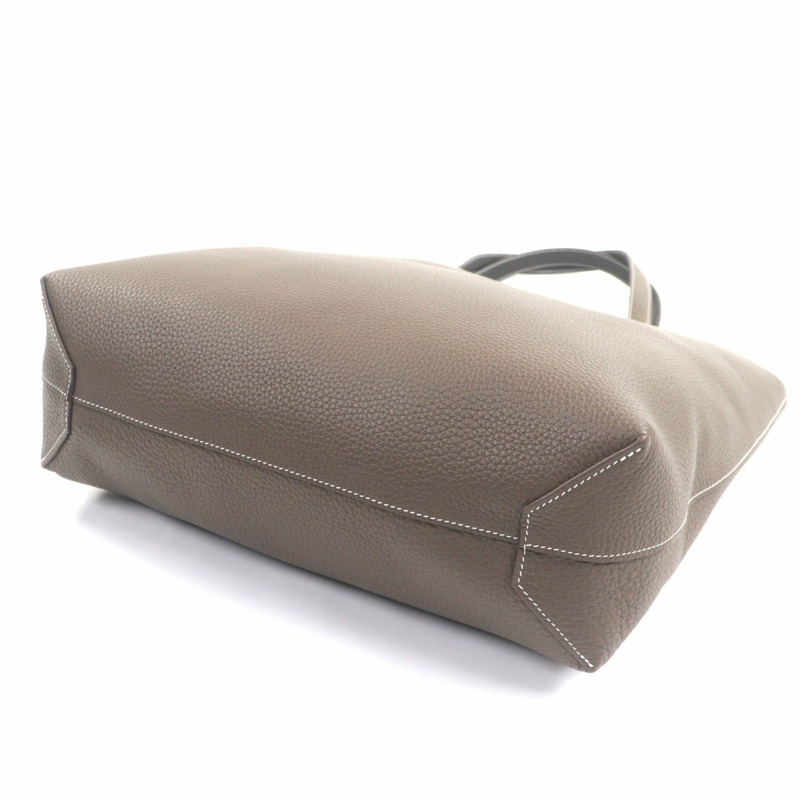 愛馬仕 Double Sens 45 手提包,Taurillon Clemence 皮革,Etoupe/Ebene,K 印章,帶防塵罩,法國製造,男士款。-5