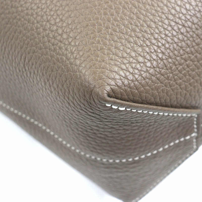 愛馬仕 Double Sens 45 手提包,Taurillon Clemence 皮革,Etoupe/Ebene,K 印章,帶防塵罩,法國製造,男士款。-6