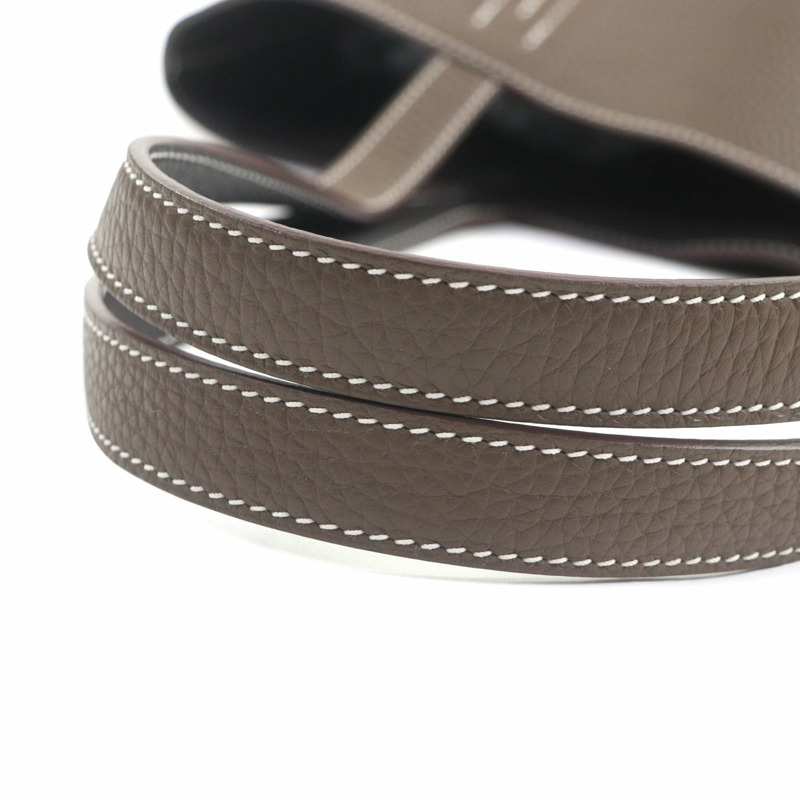 愛馬仕 Double Sens 45 手提包,Taurillon Clemence 皮革,Etoupe/Ebene,K 印章,帶防塵罩,法國製造,男士款。-8