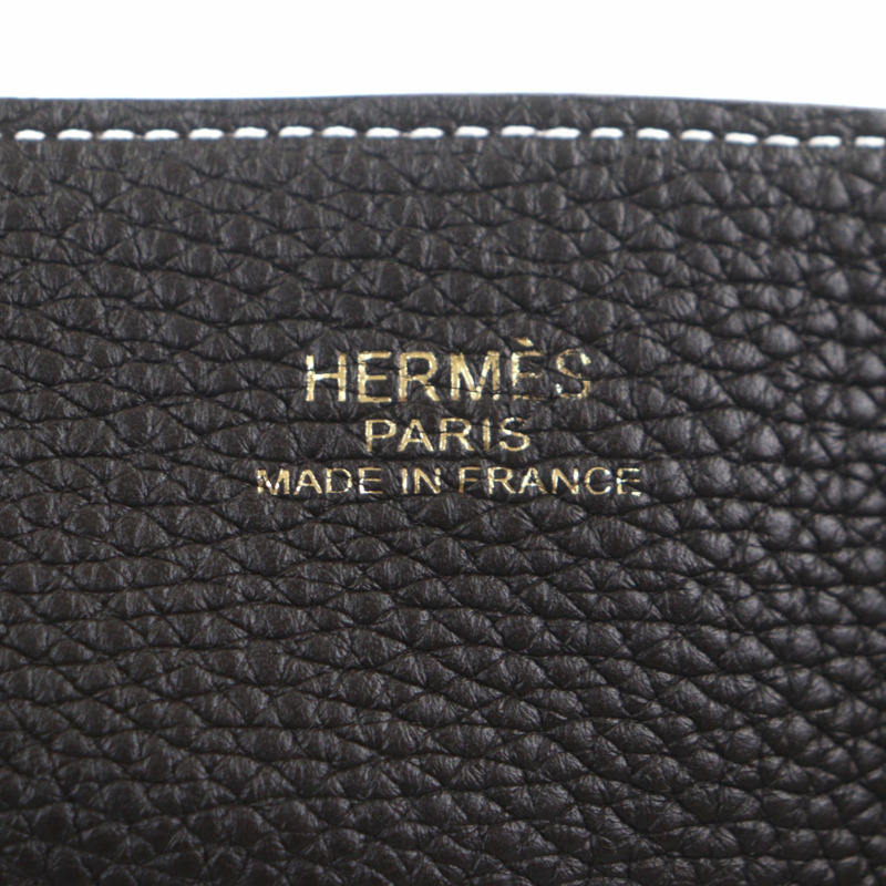 愛馬仕 Double Sens 45 手提包,Taurillon Clemence 皮革,Etoupe/Ebene,K 印章,帶防塵罩,法國製造,男士款。-9