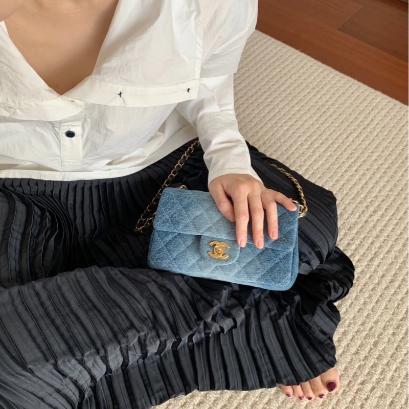 Chanel香奈儿 24S cf 大mini 牛仔单宁-3