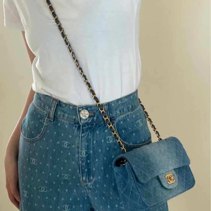Chanel香奈儿 24S cf 大mini 牛仔单宁-4