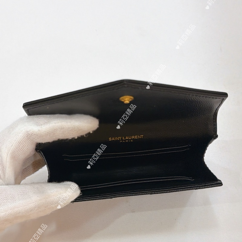 莉亞精品♡ YSL 414404 黑金扣錢包 二手美包-2