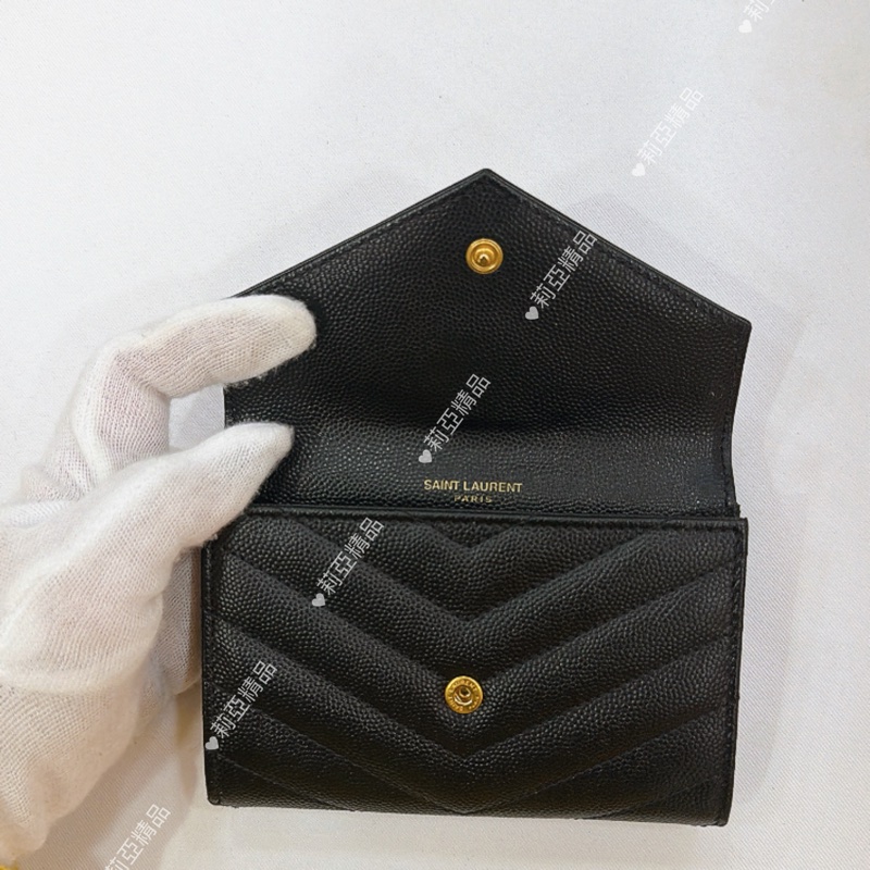 莉亞精品♡ YSL 414404 黑金扣錢包 二手美包-3