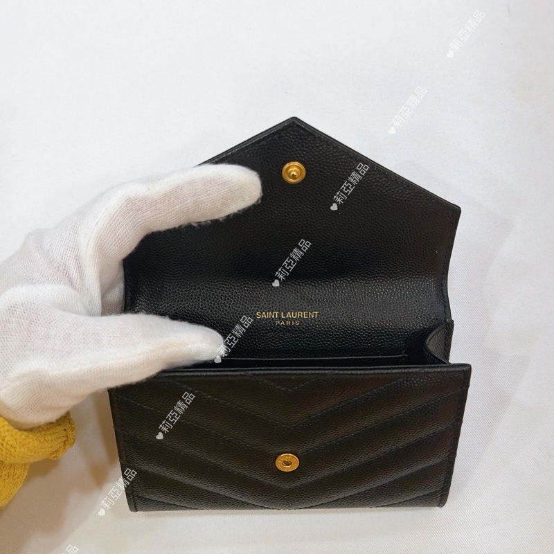 莉亞精品♡ YSL 414404 黑金扣錢包 二手美包-4