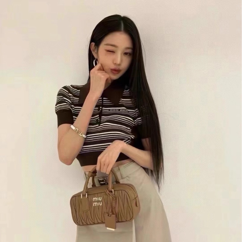 Miu Miu 焦糖色 褶皱保龄球-4