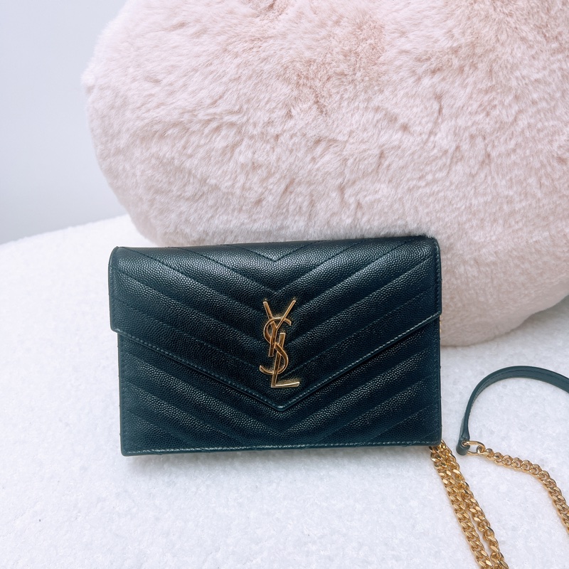 YSL woc 黑金信封鏈條包-0