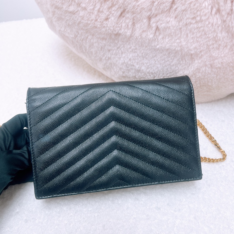 YSL woc 黑金信封鏈條包-5