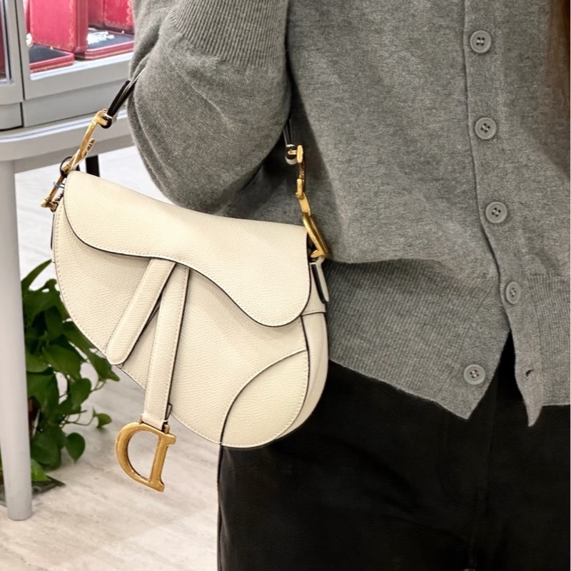 Dior迪奥 Saddle小号马鞍包白色牛皮金扣 优雅知性风 公价2w➕ 98新以上现货好价-4