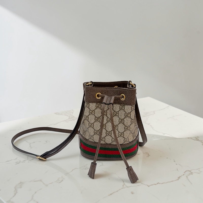 莉亞精品♡ GUCCI 550620 經典老花抽繩小水桶-0