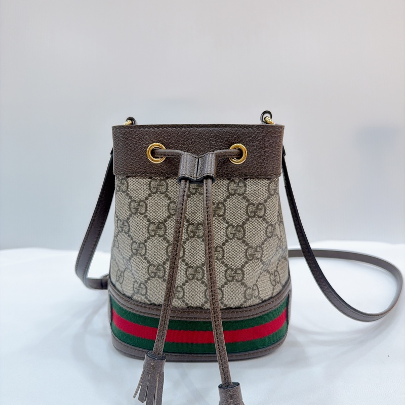 莉亞精品♡ GUCCI 550620 經典老花抽繩小水桶-5
