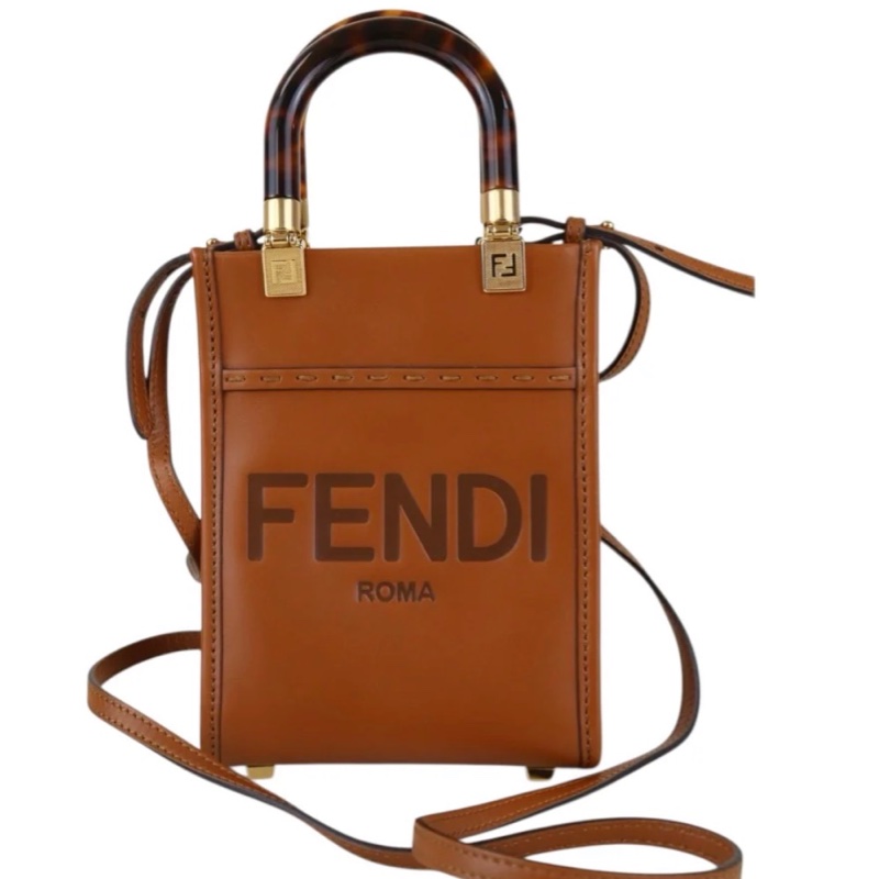「JL精品代購」98新 FENDI 全牛皮 mini托特肩背包-2
