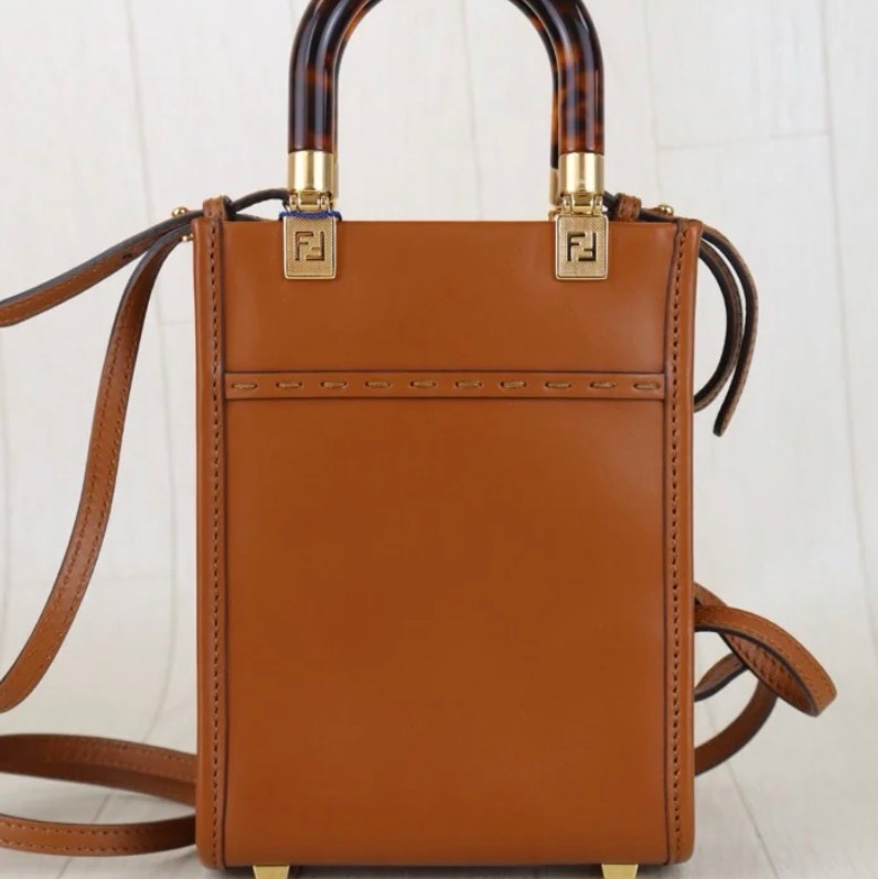 「JL精品代購」98新 FENDI 全牛皮 mini托特肩背包-3