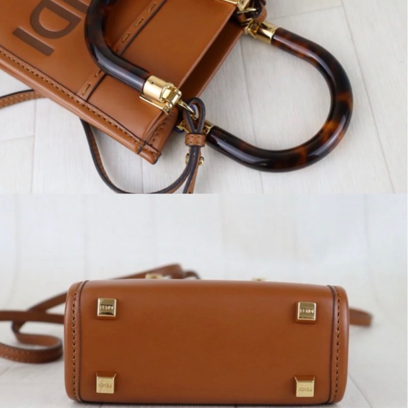 「JL精品代購」98新 FENDI 全牛皮 mini托特肩背包-5