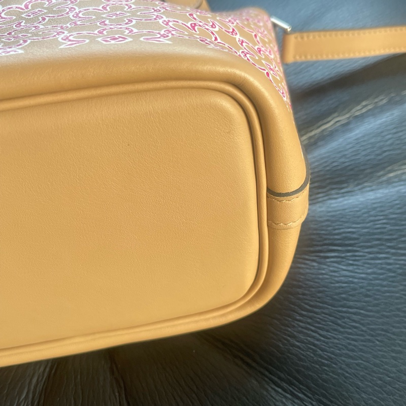 Hermes愛馬仕 奶茶色銀扣小花菜籃子14 U刻-6