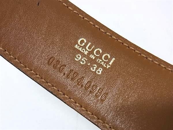 真品 GUCCI 真皮雙面金扣腰帶 黑色棕色-7