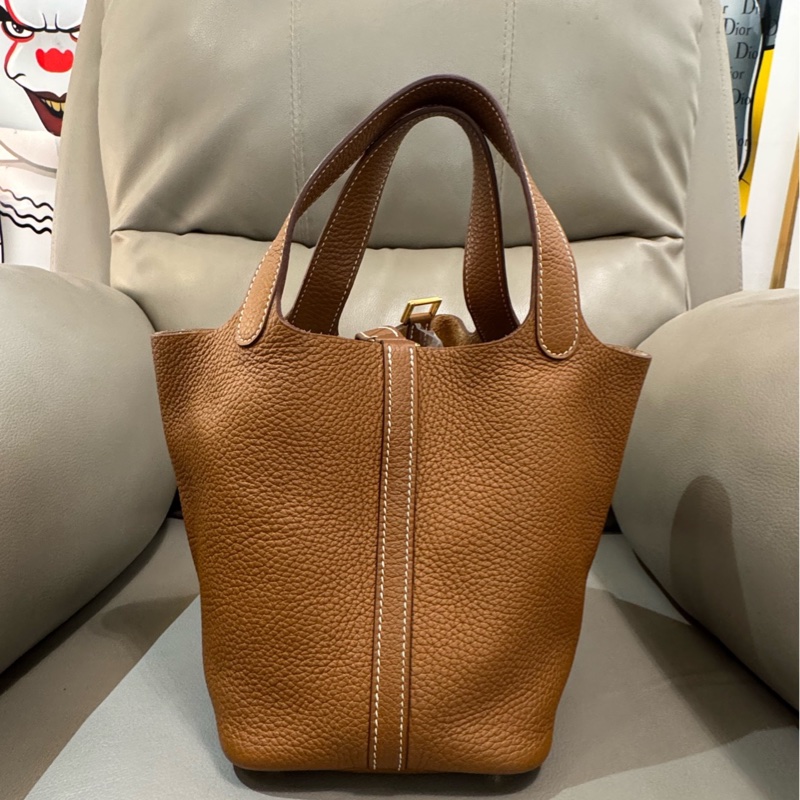 Hermes 爱马仕 18 菜篮子 金棕色 金扣-2