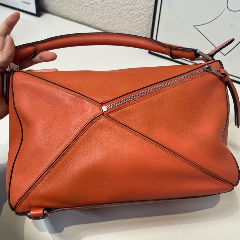 Loewe/羅意威 橘色puzzle 幾何包手提單肩斜挎包 中號 29*19.5cm-1