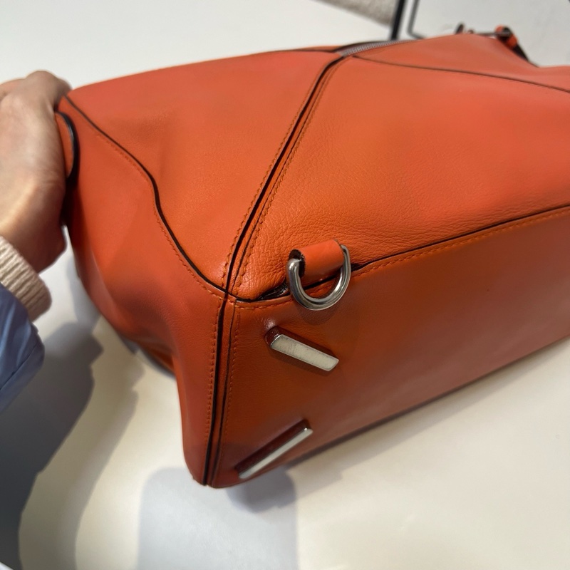 Loewe/羅意威 橘色puzzle 幾何包手提單肩斜挎包 中號 29*19.5cm-3