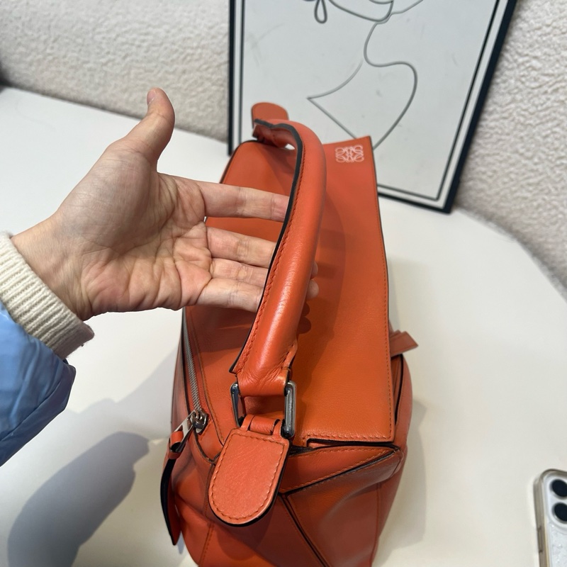 Loewe/羅意威 橘色puzzle 幾何包手提單肩斜挎包 中號 29*19.5cm-8