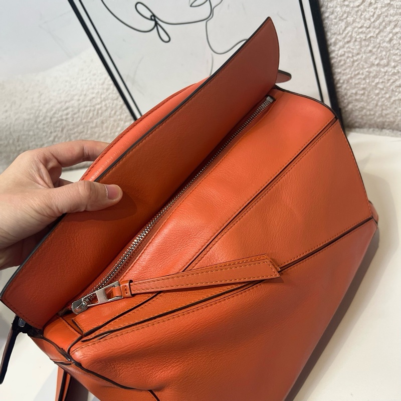 Loewe/羅意威 橘色puzzle 幾何包手提單肩斜挎包 中號 29*19.5cm-9