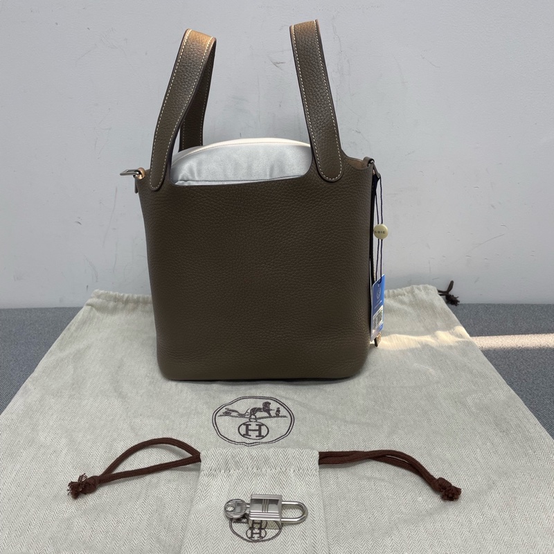 Hermes愛馬仕 大象灰菜籃子銀扣-1