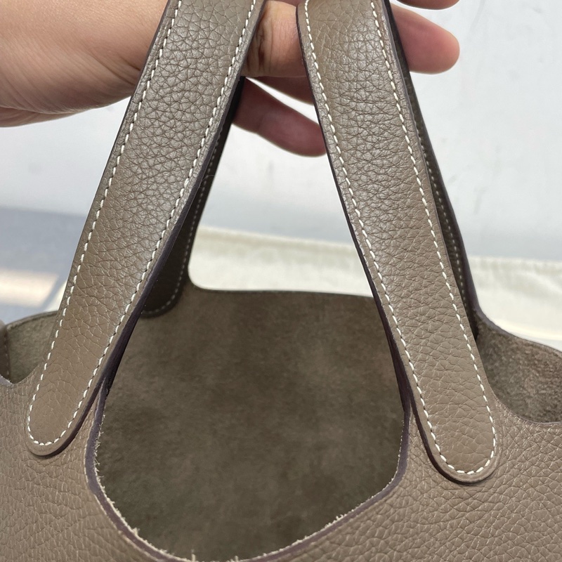 Hermes愛馬仕 大象灰菜籃子銀扣-6