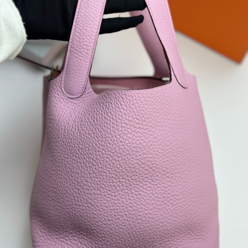 Hermes愛馬仕 菜籃子18錦葵紫銀扣 99新 Z刻-1