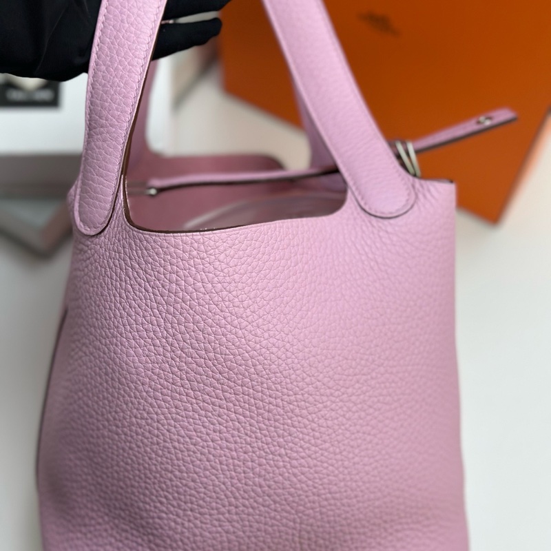 Hermes愛馬仕 菜籃子18錦葵紫銀扣 99新 Z刻-2
