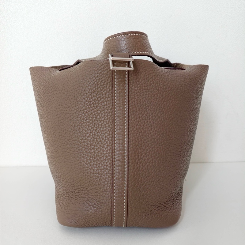 hermes款菜籃子18 大象灰 銀扣框q-1