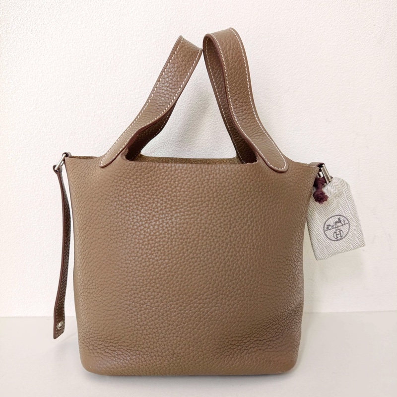 hermes款菜籃子18 大象灰 銀扣框q-8