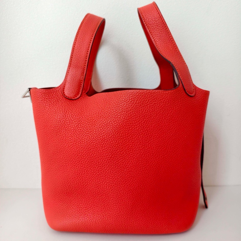 hermes 愛馬仕 菜籃子 togo牛皮紅色銀扣A刻-3