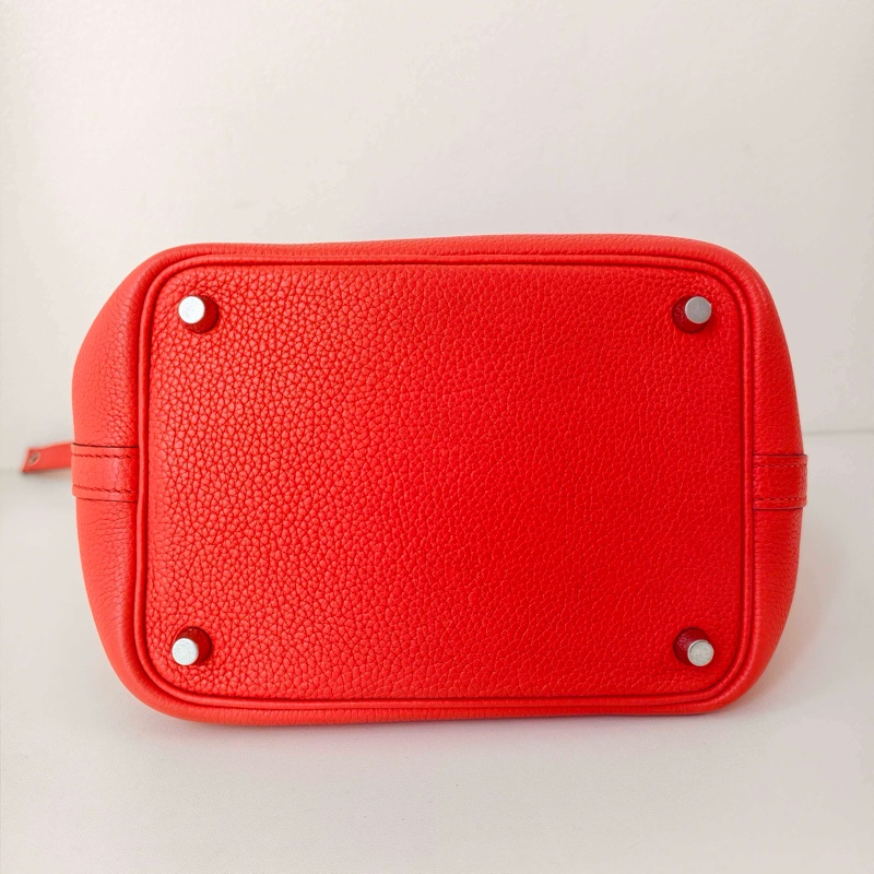 hermes 愛馬仕 菜籃子 togo牛皮紅色銀扣A刻-5