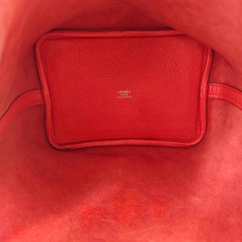 hermes 愛馬仕 菜籃子 togo牛皮紅色銀扣A刻-8