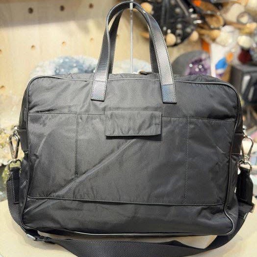 PRADA 經典款 黑色 尼龍 多夾層 手提包 側背包 公事包 斜背包  #甜售35800 85新 附上鎖-6