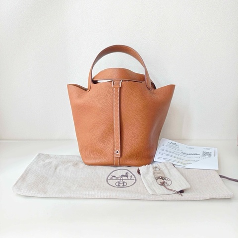 Hermes愛馬仕picotin 菜籃子22 金棕 u刻