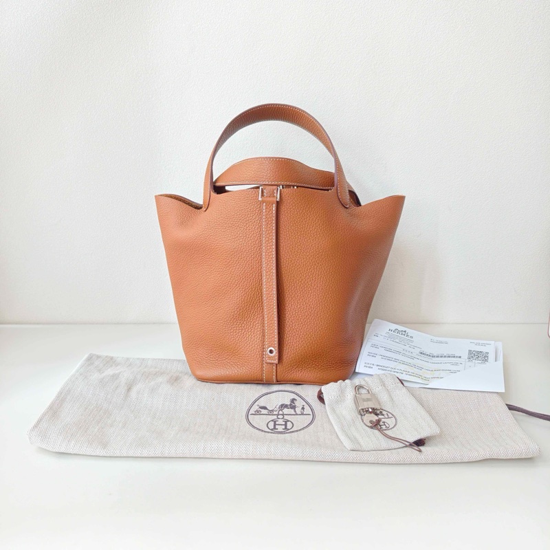 Hermes愛馬仕picotin 菜籃子22 金棕 u刻-0